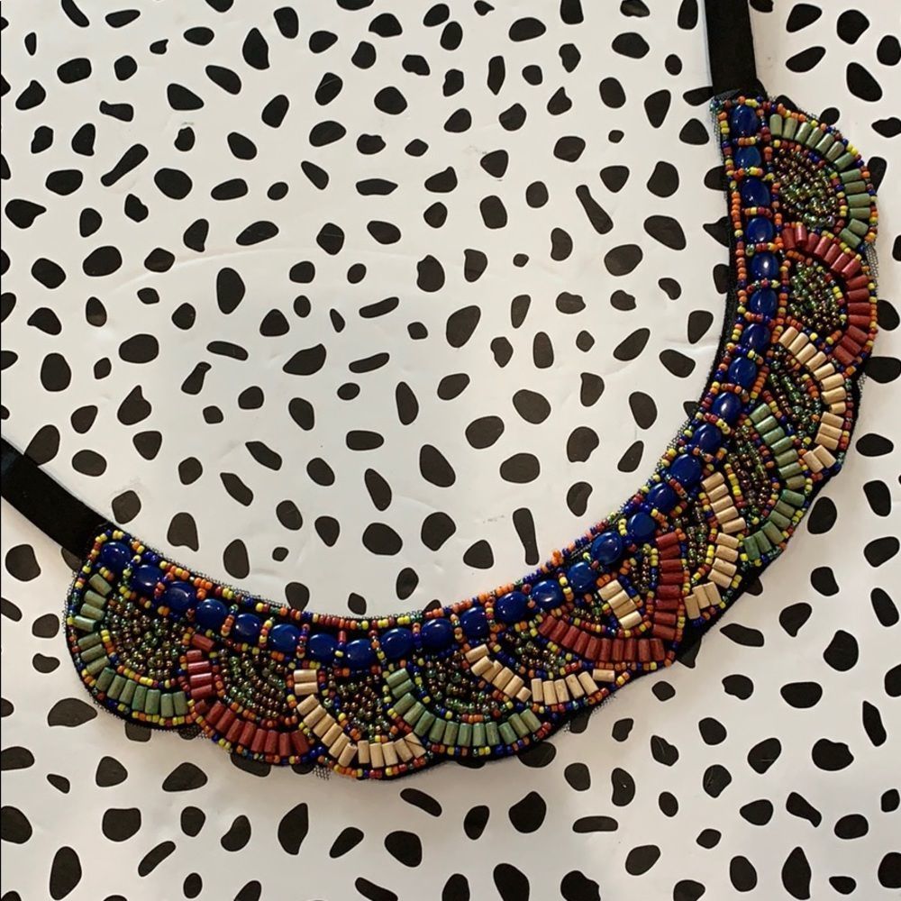 Beaded Tie Back Bib Necklace